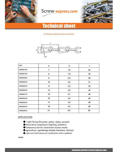 1 x M Chain to twisted link Diameter 2.8...