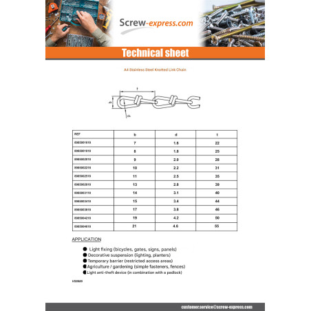M Chain to LINK NEW Diameter 1.8 Stainless Steel A4 (Sold By Meter)