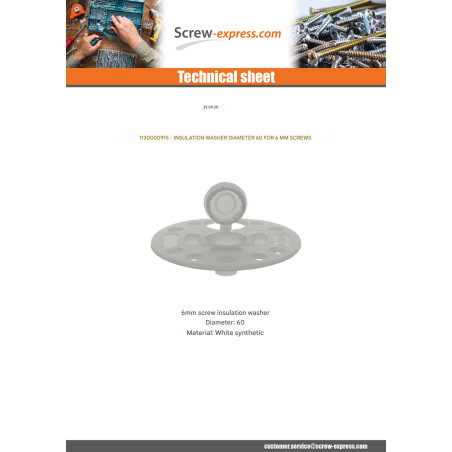 1 x Washer D INSULATION Diameter 60 Linch Pin Screw Of 6