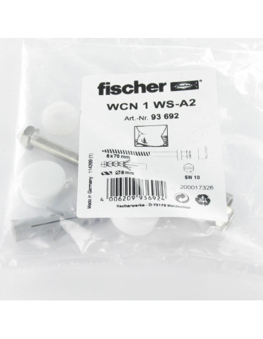 1 x KIT fixation WC Screw Brass 6X70 Fischer