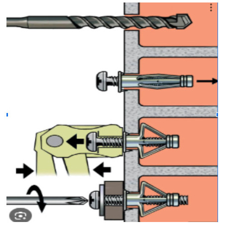 1 x Metal wall plug for plasterboard With Screw M4X47
