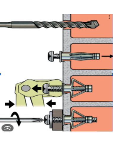 1 x Plug METAL PLATE PLASTER With Screw M5X60