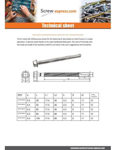 1 x Self Drilling Bimetal Hexagonal Head Flange...