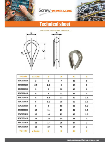 1 x Wire Thimble Stainless Steel A4 Diameter 10