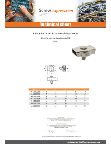 1 x Simple Flat Wire Rope Clip Stainless Steel...