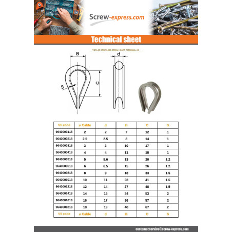 1 x Wire Thimble Stainless Steel A4 Black Diameter 4