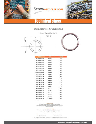 1 x Welded Ring Stainless Steel A4 8X40