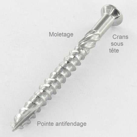 1 x Decking Screw TEKOR Pan Countersunk Head T20 4.5X50 cut Type 17 Drilling Point Stainless Steel Stainless Steel C1 AISI