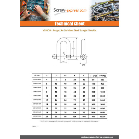 1 x Snackle Right Forged Stainless Steel A4 Diameter 8