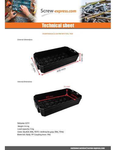 1 x BAC to TOOLS CLICKTRAY M74
