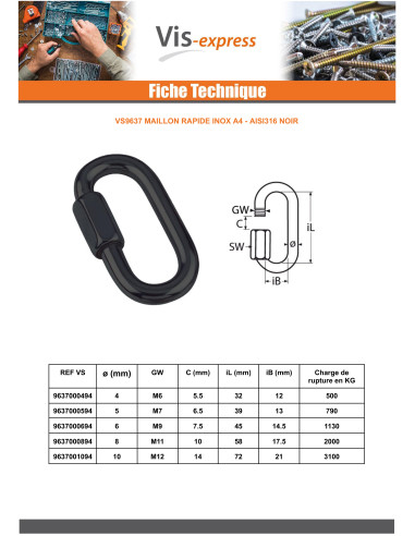 1 x Quick Link For Chains Stainless Steel A4...