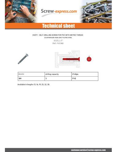 1 x Self Drilling Plastic Machine Countersunk...