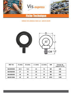 Screw Eye Nut M10X45 Stainless Steel A4 Black 2