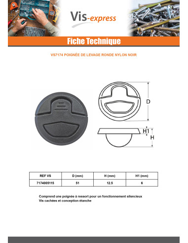 1 x Round lifting handle Diameter 51 NYLNNR