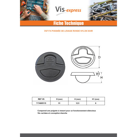 1 x Round lifting handle Diameter 51 NYLNNR