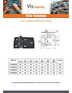 Hinge asymmetrical 60X40 black nylon 2