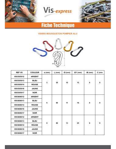 1 x Carabiner FIREFIGHTER 5X50 MONEY Aluminium