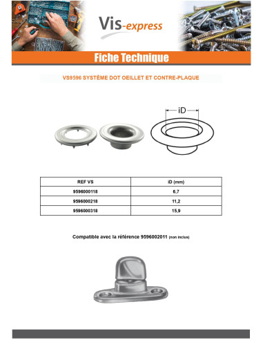 1 x Fixation EYELET Stainless Steel A2 Diameter...