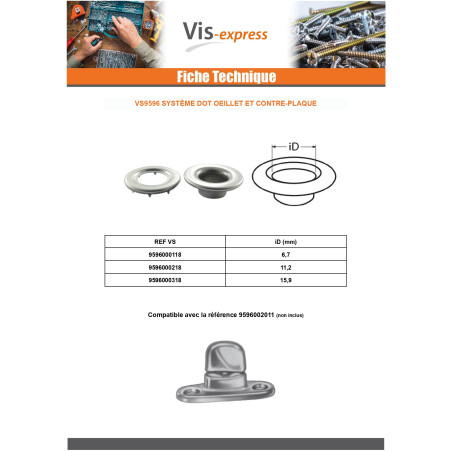 1 x Fixation EYELET Stainless Steel A2 Diameter 6.7