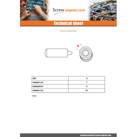1 x Installation Tools EYELET TARPAULIN Diameter 10
