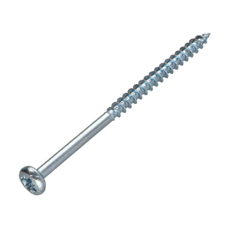 1 x Chipboard Screw Round Head Pozi PZ3 6X100 Thread Length: 60 Zinc Plated