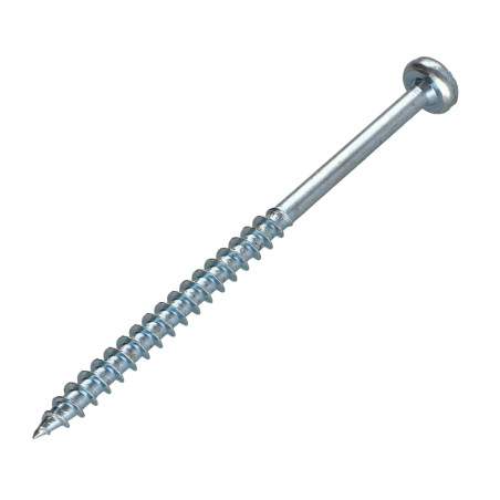 1 x Chipboard Screw Round Head Pozi PZ3 6X100 Thread Length: 60 Zinc Plated
