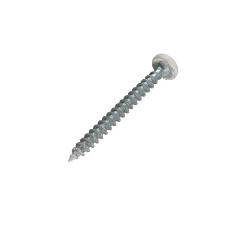 1 x Savis Chipsboard Screw Round Head Pozi 2 5X50 Zinc Plated Painted White Ral9010/Pure White