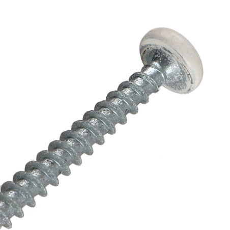 1 x Chipboard Screw Round Head Pozi PZ2 5X50 Zinc Plated Painted White Ral9010/Pure White