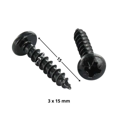 1 x Chipboard Screw Round Head Pozi N°1 3X15 Black Zinc Plated micro screw