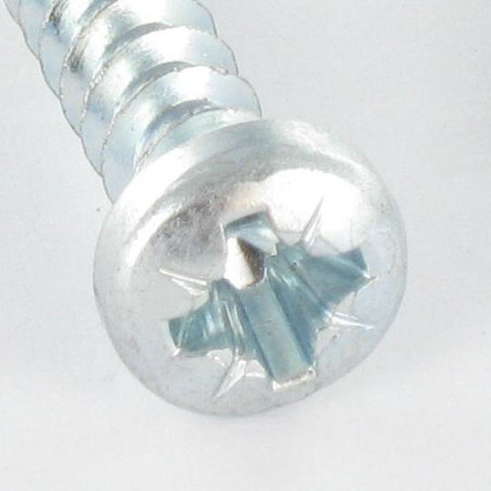 1 x Screw For Plastic Pan Head Pozi 6X30 Thread 40 degree Zinc Plated