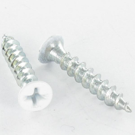 1 x Screw For Plastic Countersunk Head Phillips 4.2X25 Zinc Plated Painted White Ral9010/Pure White