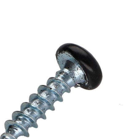 1 x Chipboard Screw Round Head Pozi N°2 3.5X15 Zinc Plated Painted Black Ral9005/Jet Black