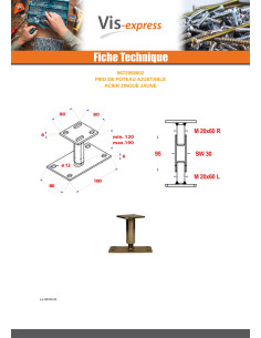 Pfostensockel adjustable 80X160 Yellow Zinc 2