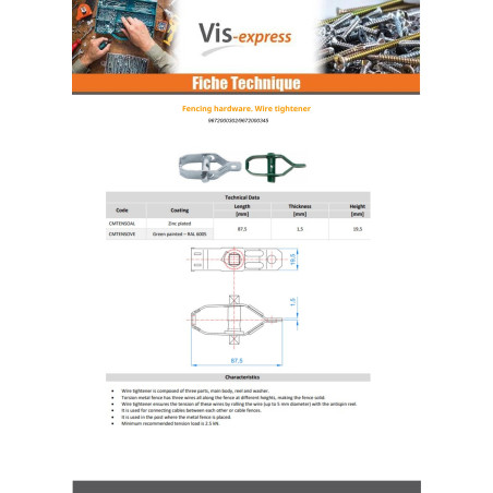 1 x Turnbuckle Linch Pin fence Zinc Plated 85X29.5X1.5