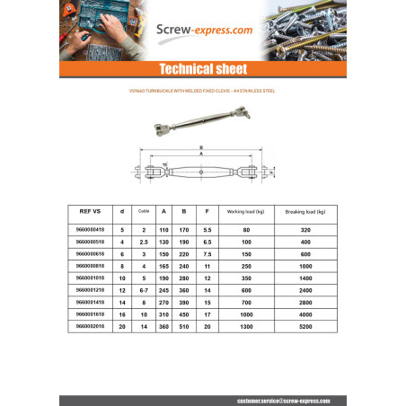 1 x Welded Fixed Jaw And Turnbuclkle Diameter 4