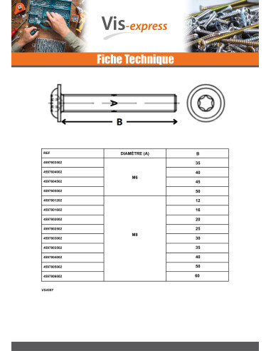 1 x Machine Screw Pan Head Flange T40 M8X30...