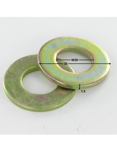 1 x Washer Flat 20X35X1.5 Yellow Zinc