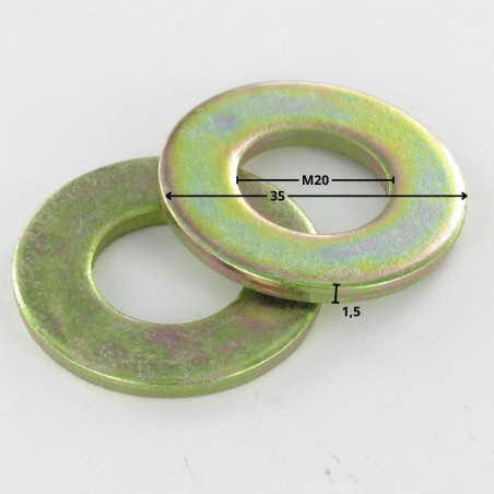 1 x Washer Flat 20X35X1.5 Yellow Zinc
