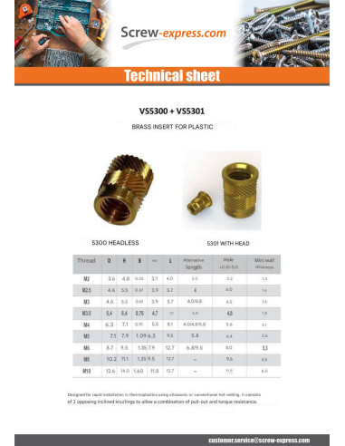 1 x Self Tapping Insert With Head SONICFIX...