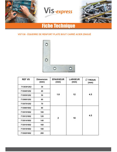1 x Bracket Flat reinforcement Point Square...