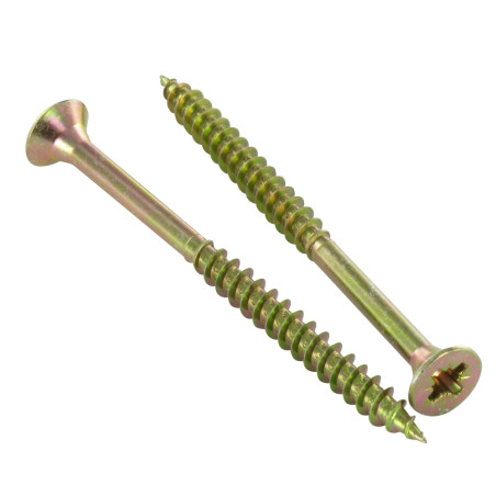 1 x Chipboard Screw Countersunk Head Pozi PZ2 4X35 Partial Thread Yellow Zinc