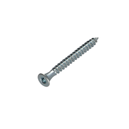 1 x Chipboard Screw Flat Head Hexagon Recess 6X60 With Serration Key 4 Zinc Plated