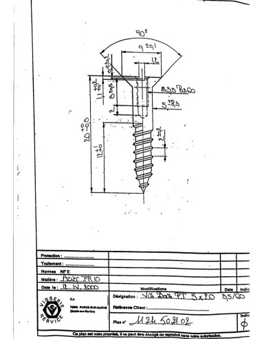 1 x Wood Screw Zinc Plated 5X20 Hole And Drill...