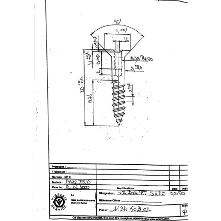 1 x Wood Screw Zinc Plated 5X20 Hole And Drill M3.5 Step 60
