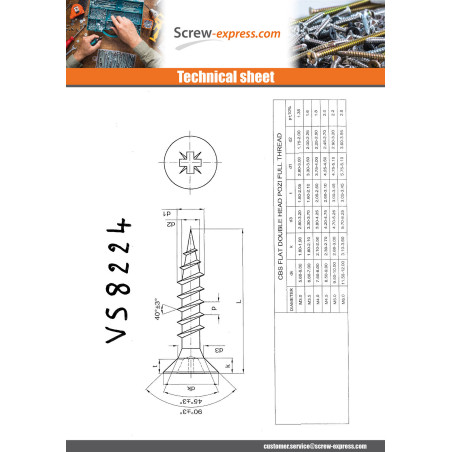 1 x Chipboard Screw Stainless Steel A2 Countersunk Head Pozi 4X80