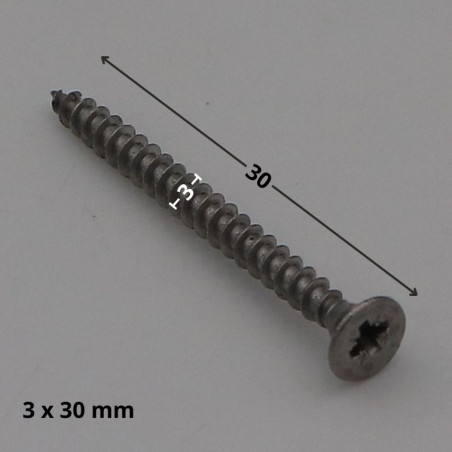 1 x Chipboard Screw Stainless Steel A2 Countersunk Head Pozi 3x30 micro screw