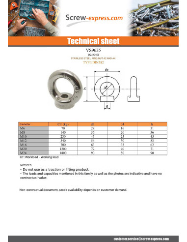 1 x Nut to Eye Nut M10 Stainless Steel A2