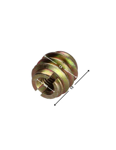 1 x Self Tapping Insert Slotted Yellow Zinc M6...