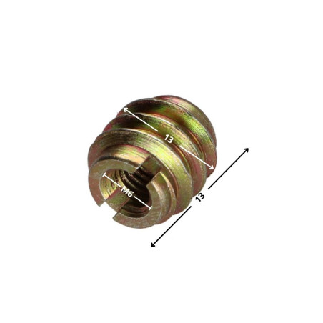 1 x Self Tapping Insert Slotted Yellow Zinc M6 13X13