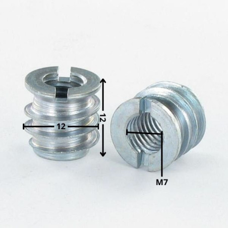 1 x Self Tapping Insert Slotted Zinc Plated M7 Pitch 150 12X12